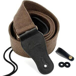 Adjustable cotton guitar strap with leather ends for acoustic electric bass banj